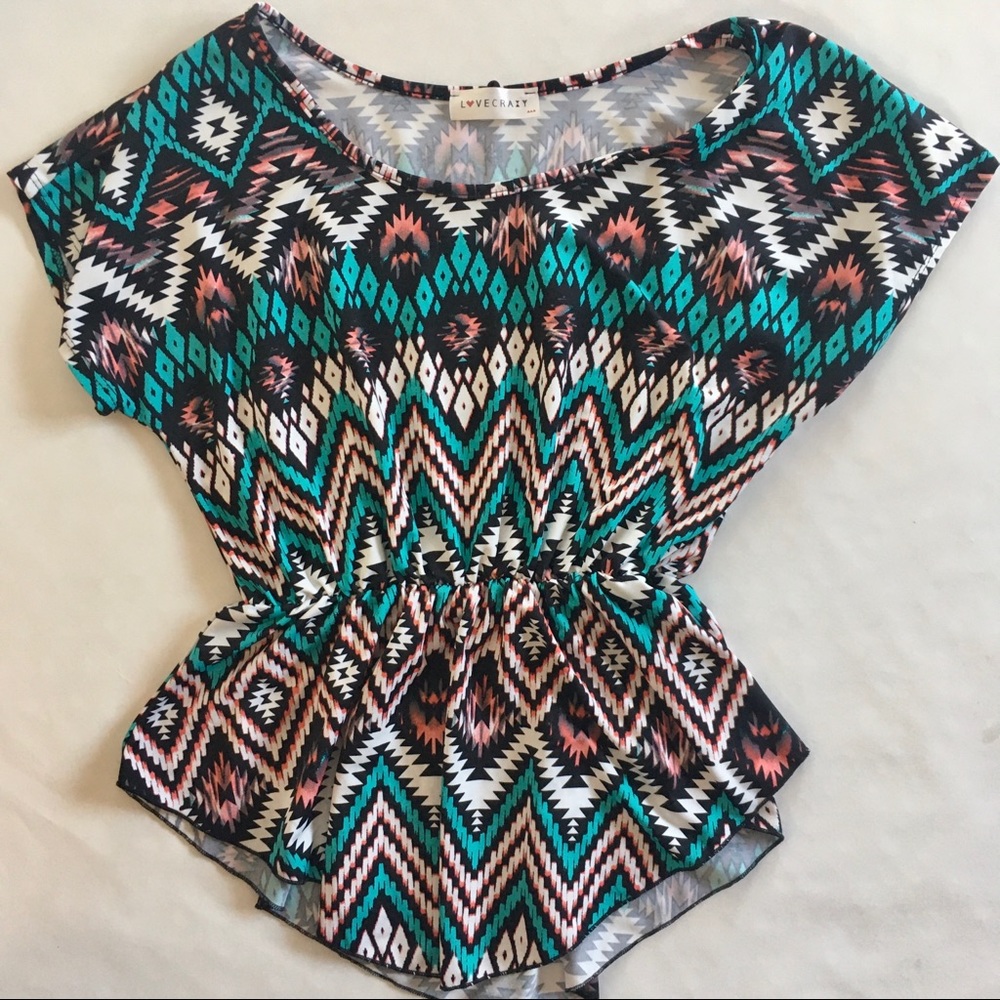 Love Crazy Women's Peplum Cap Sleeve Top- Medium